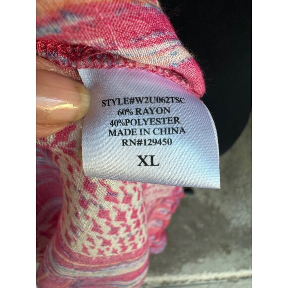 Como Vintage Womens Pink Aztec Boho Print Tunic Blouse XL Cottage Core Hippie - Picture 4 of 11